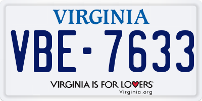 VA license plate VBE7633