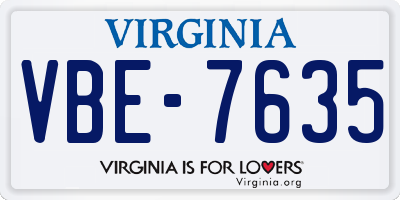 VA license plate VBE7635