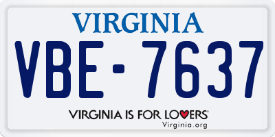 VA license plate VBE7637