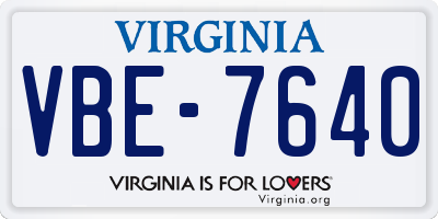 VA license plate VBE7640