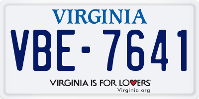 VA license plate VBE7641