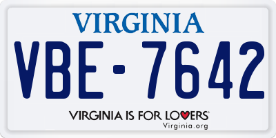 VA license plate VBE7642