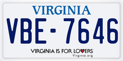 VA license plate VBE7646
