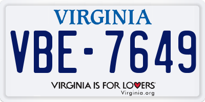 VA license plate VBE7649