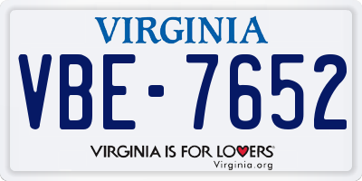 VA license plate VBE7652