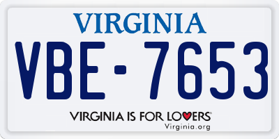 VA license plate VBE7653
