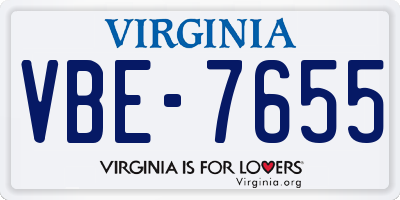 VA license plate VBE7655