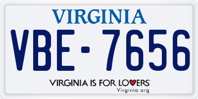 VA license plate VBE7656