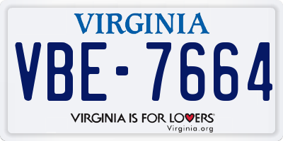 VA license plate VBE7664