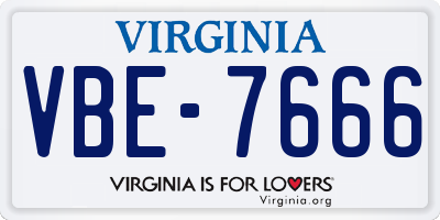 VA license plate VBE7666