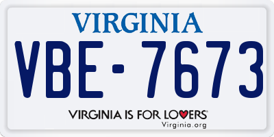 VA license plate VBE7673