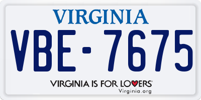 VA license plate VBE7675