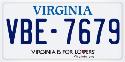 VA license plate VBE7679