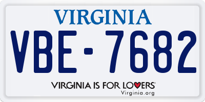 VA license plate VBE7682