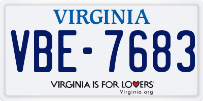 VA license plate VBE7683