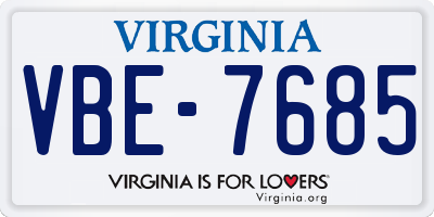 VA license plate VBE7685