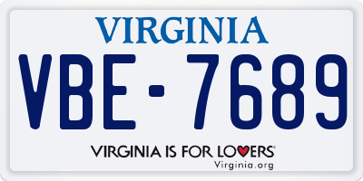 VA license plate VBE7689