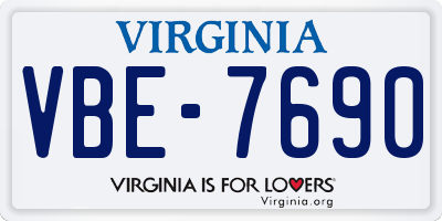VA license plate VBE7690