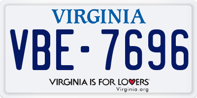 VA license plate VBE7696