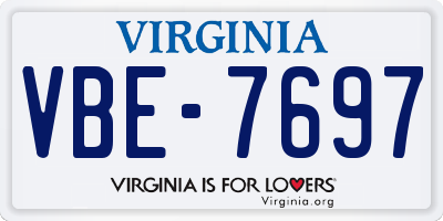 VA license plate VBE7697