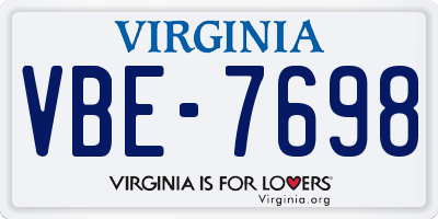 VA license plate VBE7698