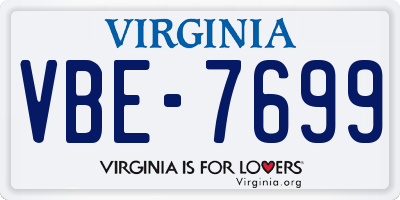 VA license plate VBE7699