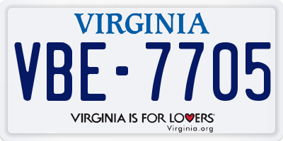 VA license plate VBE7705