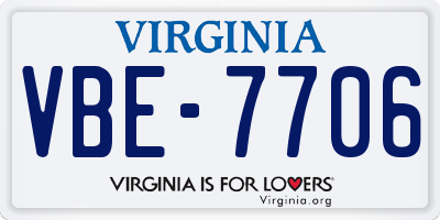 VA license plate VBE7706