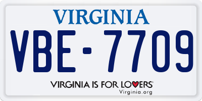 VA license plate VBE7709