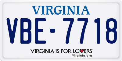 VA license plate VBE7718