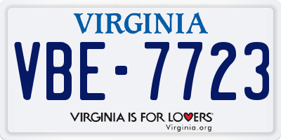 VA license plate VBE7723