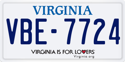 VA license plate VBE7724