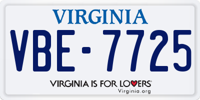 VA license plate VBE7725