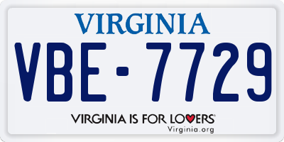 VA license plate VBE7729