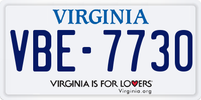 VA license plate VBE7730