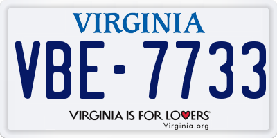 VA license plate VBE7733