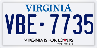 VA license plate VBE7735
