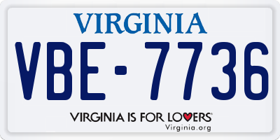 VA license plate VBE7736