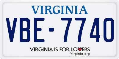 VA license plate VBE7740