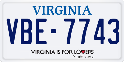 VA license plate VBE7743