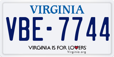 VA license plate VBE7744