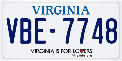 VA license plate VBE7748