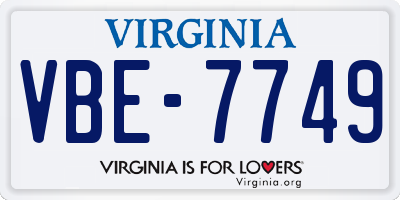 VA license plate VBE7749