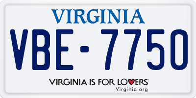 VA license plate VBE7750
