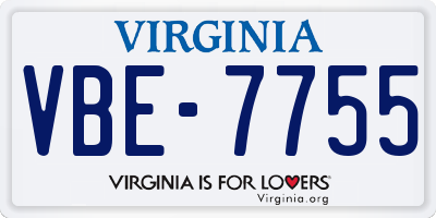 VA license plate VBE7755