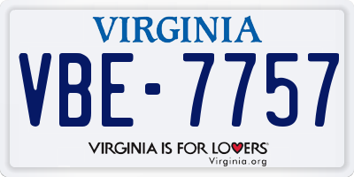 VA license plate VBE7757