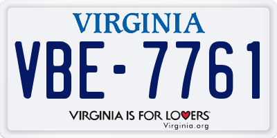 VA license plate VBE7761