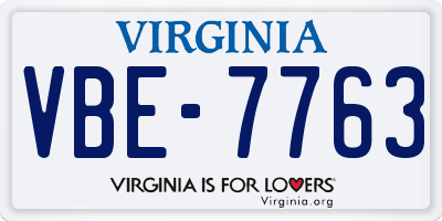 VA license plate VBE7763