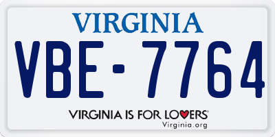 VA license plate VBE7764