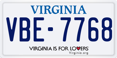 VA license plate VBE7768